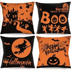 Halloween Decorations Throw Pillow Covers 18x18 Inches Set of 4 Halloween Decor